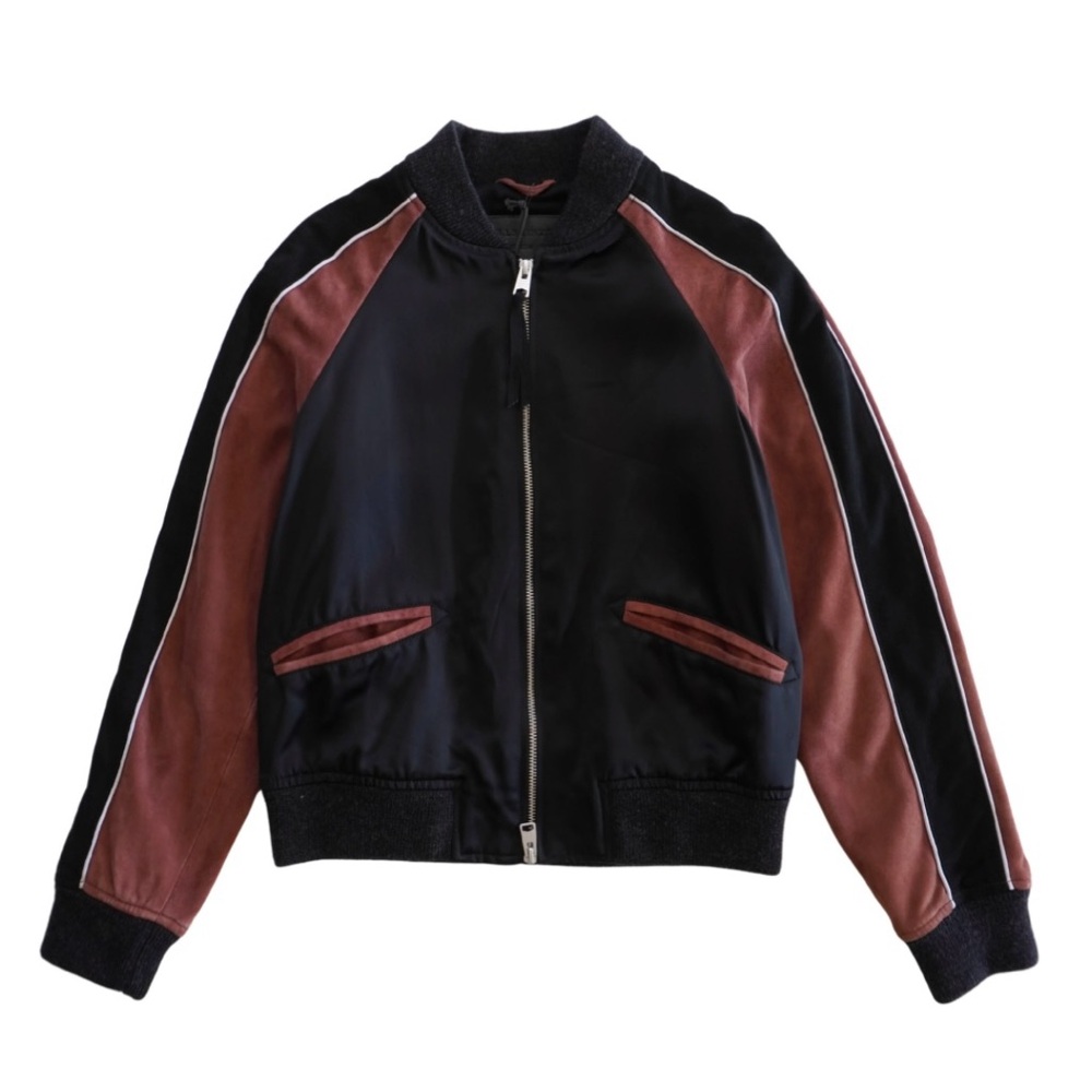 All Saints Black and Brown Bomber Jacket